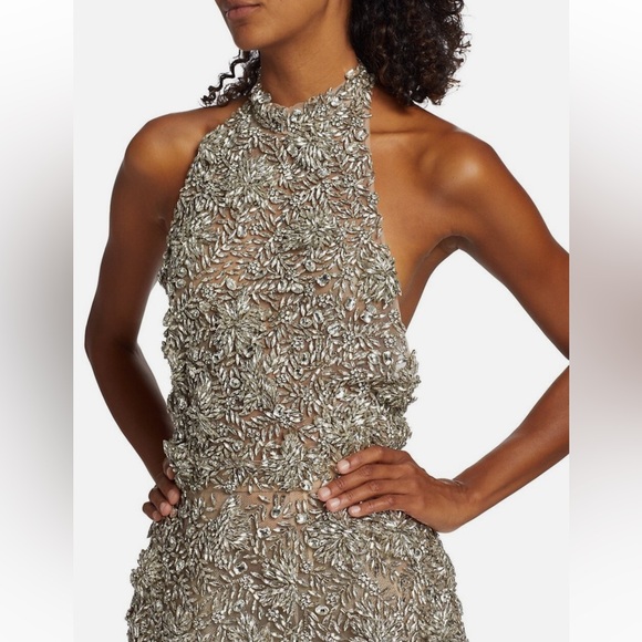 Oscar de la Renta Strapless Cocktail Dress in Silver Crystals - Picture 9 of 9